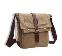 mophrati Unisexe toile PU cuir sac à bandoulière portefeuille stockage bandoulière Pack grande capacité randonnée rabat Messenger pochette, Kaki, Klein