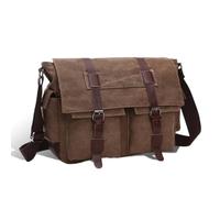 mophrati Unisexe toile PU cuir sac à bandoulière portefeuille stockage bandoulière Pack grande capacité randonnée rabat Messenger pochette, Café, Groß