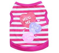 mophrati Vêtements été Gilets Baiser Lettre Motif Rayures Costumes col Rond Veste beauté pour Petits Chiens Chihuahua, Rose, M
