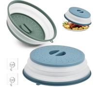 MOPLA 2PCS Cloche Micro Onde,Pliable Couvercle Anti-éclaboussures pour Micro-ondes Onde Passoire avec Trous de Vapeur pour Fruits Et Légumes, Couvercle Cloche Anti Vapeur et Fonction Passoire