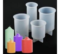 MOPLA Lot de 4 Moules à Bougies en Silicone,Moules à Bougies Cylindriques Piliers Moule Bougie Silicone pour la Fabrication de Mariage, de fête, d'anniversaire