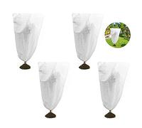 MOPOIN Housses de Protection pour Plantes, 4pcs Voile Hivernage Plante, Réutilisable Housse Hivernage Plante, Housse D'hivernage, Protection Plantes Hiver avec Cordon,100 x 80CM