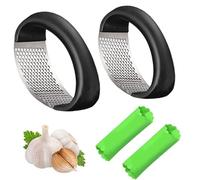MOPQMKT 4 Pièces Presse-ail Éplucheur d'ail en Silicone Presse ail INOX Decoupe Ecrase ail Rocker Rouleaux D'éplucheur D'ail Peeling Appareil de Cuisson Convient pour Broyer et Éplucher