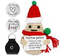MOPQMKT Chapeau de Noël Pomme de Terre tricotée Positive Potato with Encouraging Message Card Doll Humour Motivational Plush Unusual Useful Funny and Creative BFF Birthday Gift
