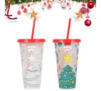 MOPQMKT Gobelet à Couleur Changeante Belle Tasse de Boisson pour Enfants Partie Tasse de Voyage en Vrac réutilisable Plastique Changement de Couleur pour Les Boissons Froides avec Paille 710ml