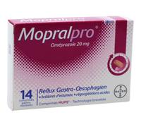 Mopralpro Oméprazole 20mg Reflux Gastro-Œsophagien 14 Comprimés Gastro-Résistants