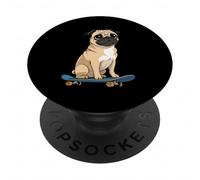 Mops Cartoon Illustration sur Skateboard PopSockets PopGrip Adhésif