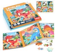 MOPUBZO 2 Livres Puzzle Magnétique Enfant 2 3 4 5 6 Ans, Puzzles Magnétiques Animaux & Dinosaures, Jeux De Voyage Éducatifs, Cadeau Éducatif pour Garçons Et Filles