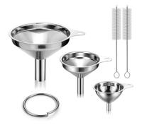 MOPUBZO 3 Stück Entonnoir de Cuisine en Acier Inoxydable, ensemble d’entonnoirs 4,5/5,5/7,5 cm, 2 brosses de nettoyage incluses, entonnoirs métalliques pour transvaser liquides Vin, Confiture