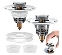 MOPUBZO Bonde de Lavabo 2 Pièces 32-62mm Bouchon Lavabo Universel Pop-Up en Acier Inoxydable avec 2 Joints pour Baignoire, Salle de Bain et Cuisine, Drainage Rapide Anti-Colmatage