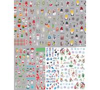 MOPZIJA 10PCS stickers ongles noel,stickers ongles,stickers ongles nail art,stickers noel,Noel Stickers Ongles Nail Art Feuilles Autocollants Ongles Autoadhésif Deco Ongle Nail Art Design Manucure