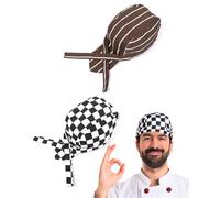 MOPZIJA 2 Pièces Toque de Cuisinier Réglable Unisexe,toque de cuisinier，toques de chef， Bandana Noir Respirant pour Cuisine, Restaurant, BBQ et Costume de Fête