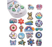 MOPZIJA 20pcs Décorations de Plage pour l'été Charmes de Chaussure,Charmes de Chaussure,Charms Crocs Dessin Cartoon,Chaussure en PVC Deco Croc Clips,Breloque pour Sabots Sandales,jibbitz crocs