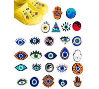 MOPZIJA 26PCS pins crocs,jibbitz pour crocs,charms crocs,accessoires crocs,crocs pins,bijoux crocs,Boucle de chaussure en crocodile Evil Eye DIY,deco noel,mauvais oeil lot
