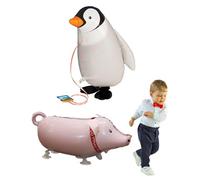 MOPZIJA 2PCS ballon animaux, ballon helium,ballon manchot, ballon cochon,ballon aluminium,Ballon Anniversaire, Ballons tête d'animal pour Décorations de Fête de Douche de Bébé Enfants