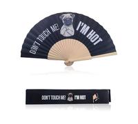 MOPZIJA éventail tissu,eventail,eventail geant,Grand éventail Pliable, Éventail Original avec Grand Message Éventail Pliable en Bambou，hand held fan,éventail tissu,éventail pliant, noir