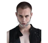 MOPZIJA masque cyberpunk ，Punk Mécanique Masque, masque futuriste，Accessoires D'Usure de Visage de Demi-Masque en Métal Irrégulier, Costume D'Halloween Cosplay Demi Masque Visage Bijoux pour