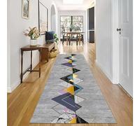 Moquette Coureur pour Couloir Petit Gris Bleu Noir Tapis Anti-Peluche Tapis Couloirs Soutien Antidérapant Géométrique Paillasson Terrasse Ferme Hall Tapis de Zone(80 * 200cm)