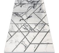 Moquette EMERALD exclusive 0085 glamour, marbre élégant, géométrique blanc / gris argenté 240x330 cm