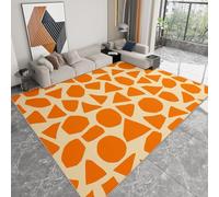 Moquette Formes Géométriques Abstraites 160 X 230 Cm - Porte Paillasson D'Entree Interieur Et Extérieur Tapis Couleur Orange Antidérapant Et Anti-Poussière Tapis D’Entrée Imperméable Lavable