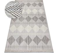 Moquette NANO EO61A Diamants, bouclée, tissée à plat gris / blanc beige 160x220 cm