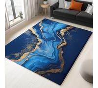 Moquette Polyester Lignes Tourbillonnantes Abstraites 120 X 170 Cm - Porte Paillasson D'Entree Interieur Extérieur Tapis Bleu Foncé Antidérapant Et Anti-Poussière Tapis D’Entrée Imperméable Lavable