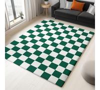 Moquette Polyester Motif À Carreaux Minimaliste Grand Format 140 X 200 Cm - Porte Paillasson D'Entree Interieur Extérieur Tapis Vert Antidérapant Et Anti-Poussière Tapis D’Entrée Imperméable Lavable