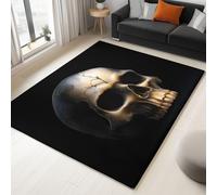 Moquette Polyester Surréalisme Crâne Fantastique 180 x 240 cm - Porte Paillasson d'Entree Interieur et Extérieur Tapis Noir Antidérapant et Anti-Poussière Tapis d’entrée Imperméable Lavable