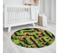 Moquette Rond de Labyrinthe de Dessin animé pour pièce d’Enfants Haie Verte Labyrinthe Zone Tapis Tapis de Sol Lavable à Poils Ras Salle de Jeux Tapis de Chambre d’Enfant pour Chambre 150cm