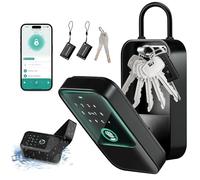 Moquin Boîte de verrouillage intelligente pour clés de maison, boîte à clés Bluetooth avec 5 façons de déverrouiller les empreintes digitales, contrôle par application, carte d'accès, codes de passe,