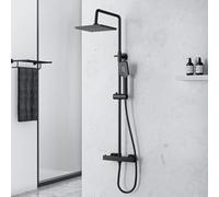 MORADO Colonne de douche thermostatique noir,Colonne de douche avec mitigeur thermostatique baignoire,Ensemble de douche,Systeme de Douche Pluie pour Salle de Bain,noir mat
