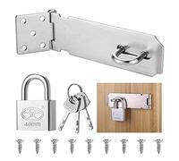 Moraillon à Cadenas en Acier Inox, Moraillon de Loquet Porte, Moraillon et Agrafe Robuste avec Vis, Cadenas de Porte, Agrafe Cadenas à Loquet de Remise, Loquet Porte Salle de Bain, Fermoir de Hangar