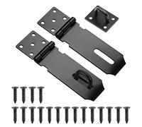 Moraillon de Porte Cadenas, 2pcs Fermoir de Loquet Porte Exterieur, 5 Pouces Acier Inoxydable Moraillon de Verrou Porte Exterieur avec Vis pour Placard Garage Fermeture Porte(Noir)
