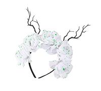 Morain Bandeau tête de mort Jour des morts Couronne de fleurs roses Diadèmes d'Halloween Couronnes de fleurs Diadèmes et couronne d'Halloween