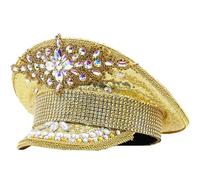 Morain Chapeau de capitaine étincelant à paillettes en cristal pour enterrement de vie de jeune fille, capitaine disco pour acteur, actrice, cadeau d'anniversaire