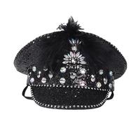 Morain Chapeau de capitaine étincelant avec cristaux et paillettes pour enterrement de vie de jeune fille Disco Captain Disco pour actrice chapeaux de mariée