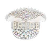 Morain Chapeau de sergent à paillettes avec strass pour enterrement de vie de jeune fille, fête costumée, capitaine de mariée, coiffe cool