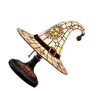 Morain Chapeau de sorcière d'Halloween - Lampe de table fabriquée à la main en résine - Éclairage d'ambiance mystérieux et chaud - Jaune - Décoration de table