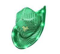 Morain Chapeau de trèfle vert à LED populaire pour la StPatricks - Accessoires de fêtes irlandaises - Chapeau de fête sur le thème du festival - Couvre-chef pour tous les âges
