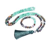 Morain Collier de perles en pierre fait à la main - Collier unique en pierre élastique
