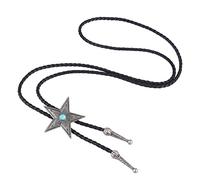 Morain Collier en cuir tissé vintage avec boucle en forme d'étoile - Collier ras du cou réglable, Polyuréthane