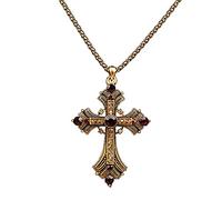 Morain Grand collier avec pendentif en forme de croix - Couleur argentée - Style gothique punk - Bijou tendance - Cadeau pour femme