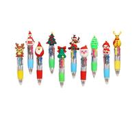 Morain Lot de 10 stylos à bille multicolores sur le thème de Noël 4 couleurs en 1 pour codage couleur, journal, fournitures d'écriture de bureau, stylos quatre couleurs
