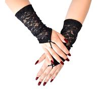 Morain Mitaines élégantes en dentelle noire style années 1920 pour femme, Noir , taille unique