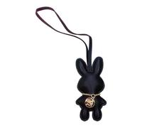 Morain Porte-clés tendance en forme de lapins en cuir synthétique pour sac à main, Noir , The rabbit is 10CM long and 6CM wide.
