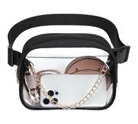 Morain Sac banane transparent pour la poitrine, approuvé par les stades, sac de sport, sac à bandoulière décontracté, sac de taille imperméable, Noir , 9.36x8.958in, Sacs de poitrine