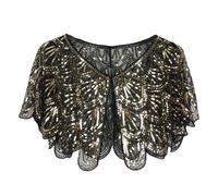 Morain Style ethnique Perles Dentelle Tippets Dance Tippets Solide Paillettes Fragmentées Pour Dames Accessoires Costume Mode Dentelle Châle Court, doré, Taille unique