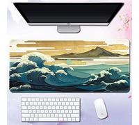 Morain Tapis de Souris de Jeu avec Impression Artistique Peinture Hokusai la Grande Vague Tapis de Souris rectangulaire en Caoutchouc antidérapant, 800 x 400 x 3 mm, Style 3