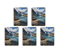 Moraine Lake Canoes Lot de 5 feuilles d'encens parfumées à suspendre pour voiture, maison, voiture, décoration intérieure carrée, style gris