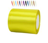 MORAINJAY 100mm Jaune Citron Ruban Satin,10cm Ruban Rouleau pour Emballage Cadeaux,23 Mètres Satin Ribbon Roll pour Bouquets,Ballon,Couture,Nœuds,Gâteau,Décoration de Mariage/Anniversaire/Noël/Fête